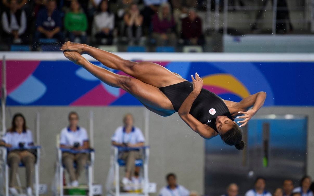 Jennifer Abel does a twist on a dive.