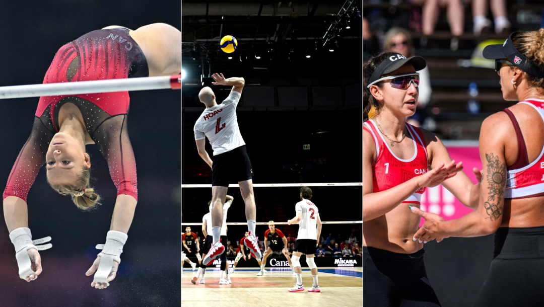 Montage photo d'Ellie Black, de volleyball masculin et de Melissa Humana-Paredes.