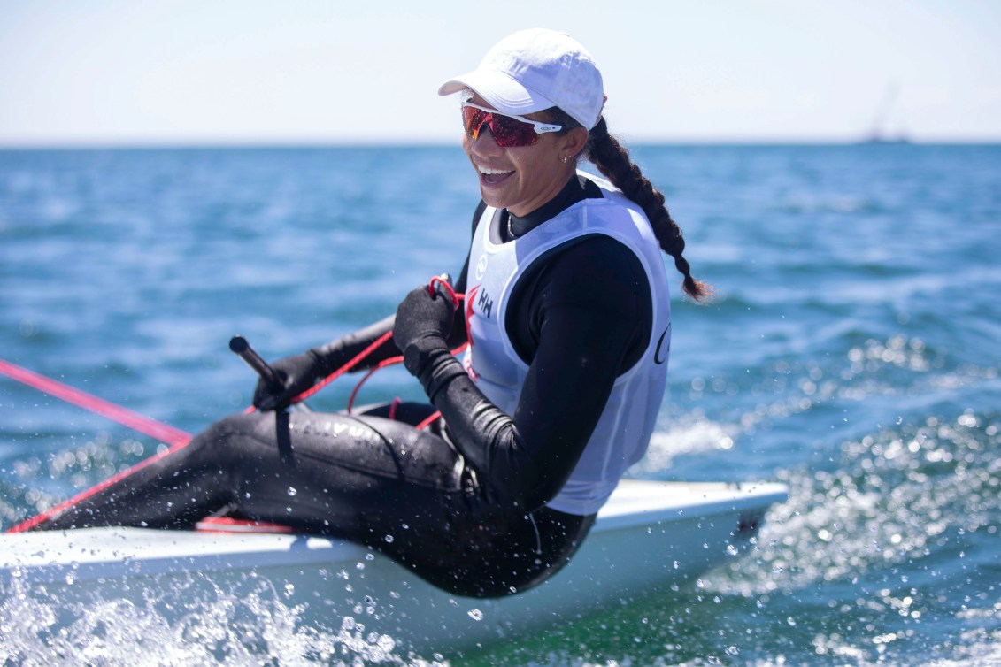 Sarah Douglas s'entraîne sur l'eau à Toronto.