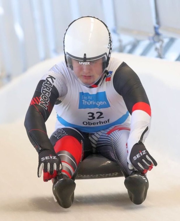 Bastian Van Wouw  sur sa luge.