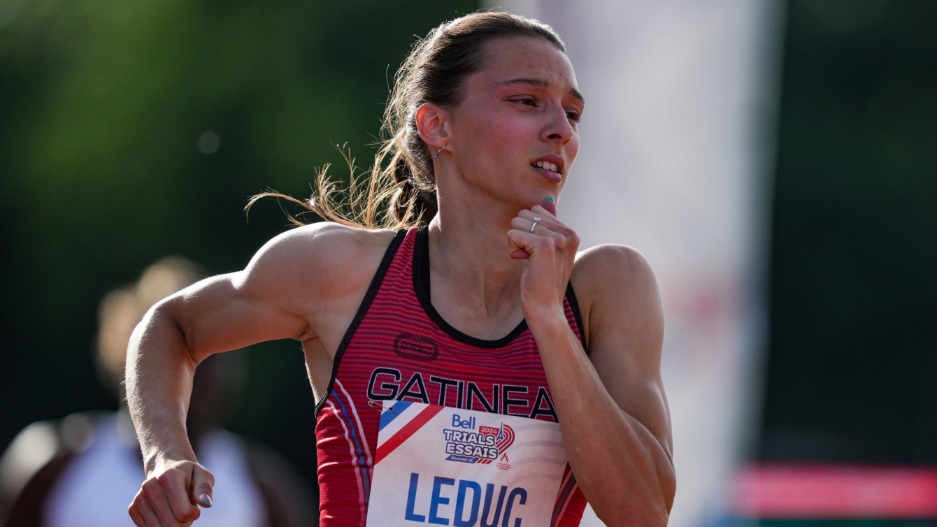 Audrey Leduc pendant une course. 