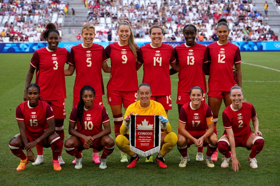 Les joueuses du Canada posent pour une photo.