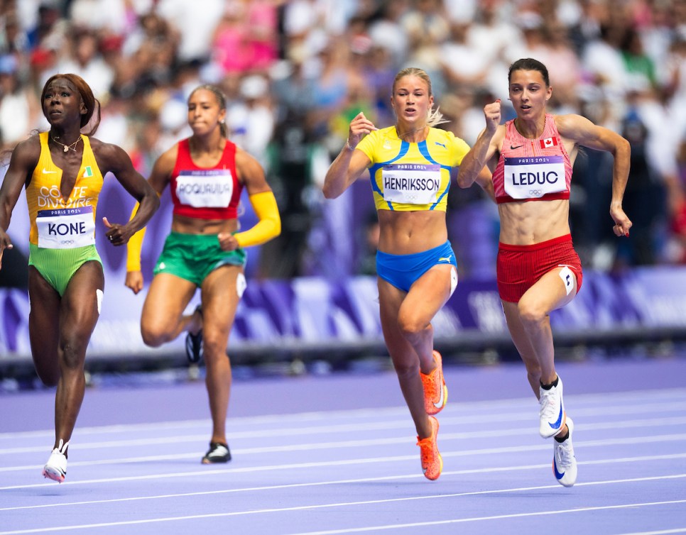 Audrey Leduc participe aux séries du 100 m.