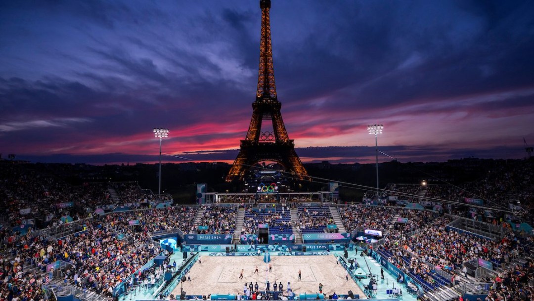 Le terrain de volleyball de plage de Paris 2024.