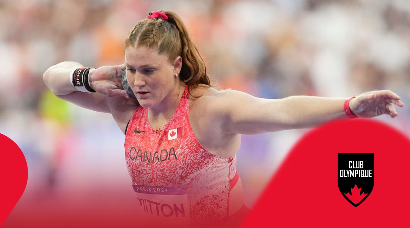 Sarah Mitton getting ready to throw the shot