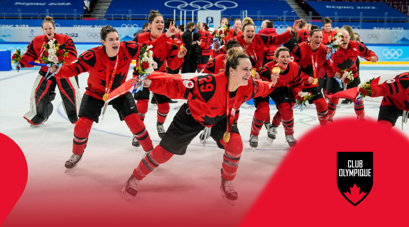 Women's hockey team celebrates after winning gold