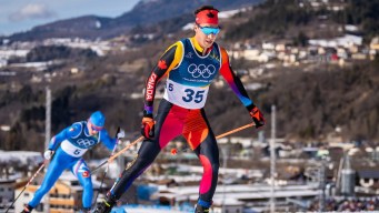Xavier McKeever en ski de fond.