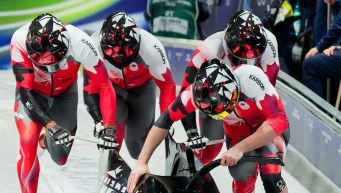 Yohan Eskrick-Parkinson en action en bobsleigh.