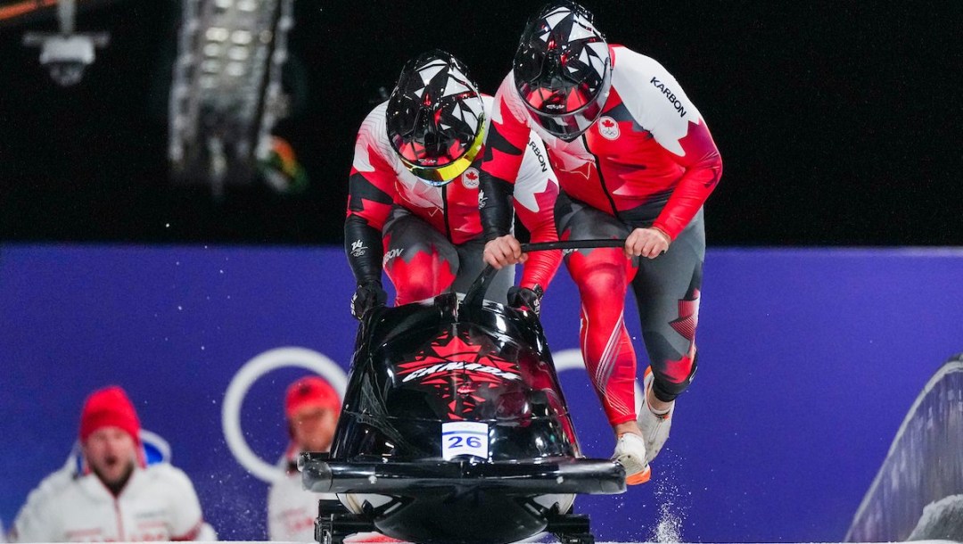Shaq Murray-Lawrence en action en bobsleigh.